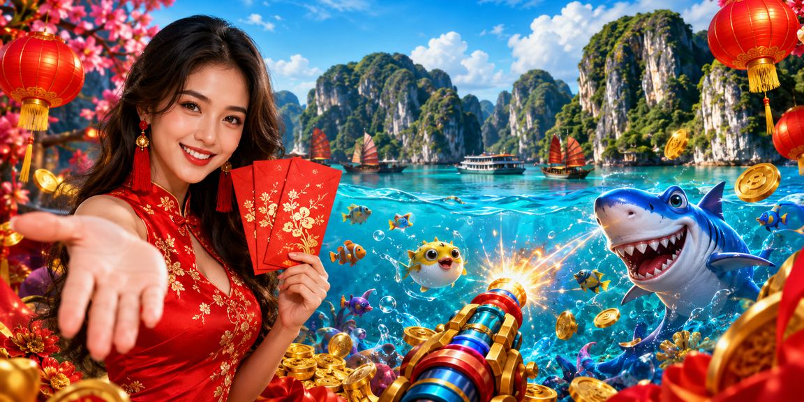 Vịnh Hạ Long về đêm với đèn lồng và bàn cá đang thi đấu sôi động