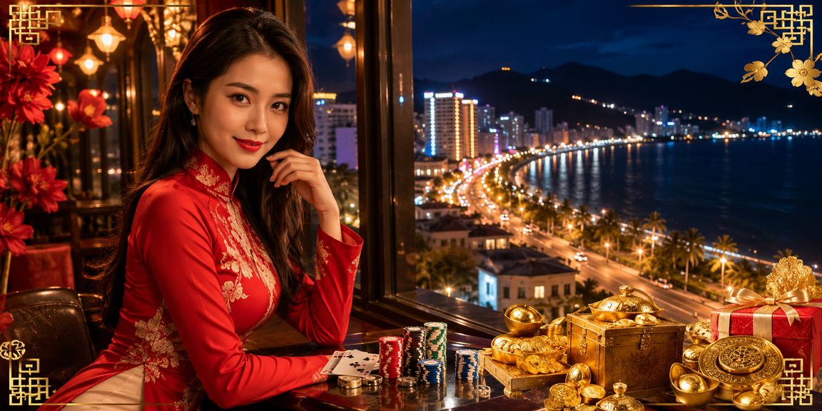 Người phụ nữ mặc áo dài chơi bài tại Nha Trang, biểu tượng sự kết hợp giữa văn hóa và giải trí casino